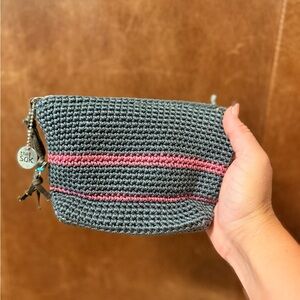 The Sak Charcoal and Rose Crochet Bag
